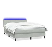 mtlskopl Lit à sommier tapissier, 160 x 210 cm, gris clair, en velours, avec matelas à ressorts ensachés et LED, pour chambre à coucher, chambre d'amis