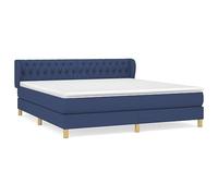 mtlskopl Lit à sommier tapissier 180 x 200 cm bleu avec matelas à ressorts ensachés et surmatelas moderne double housse en tissu tête de lit réglable en hauteur confortable pour chambre à coucher