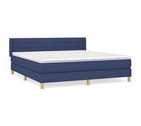mtlskopl Lit à sommier tapissier 180 x 200 cm bleu avec matelas et surmatelas en tissu résistant en bois de mélèze massif design moderne pour chambre à coucher, chambre d'amis, chambre d'adolescent