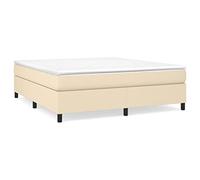 mtlskopl Lit à sommier tapissier, 180 x 200 cm, crème, avec matelas et surmatelas, rembourrage en tissu respirant, pour dormir sur le dos et sur le ventre, design moderne pour chambre à coucher