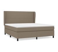 mtlskopl Lit à sommier tapissier 180 x 200 cm taupe avec matelas à ressorts ensachés et surmatelas - Design moderne - Lit en tissu robuste pour chambre à coucher, chambre d'amis, chambre d'adolescent