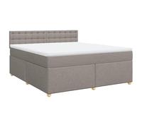 mtlskopl Lit à sommier tapissier, 180 x 200 cm, taupe, avec matelas et surmatelas, ressorts ensachés, tête de lit en tissu, lit double, lit double, système de sommeil moderne, pour chambre à coucher