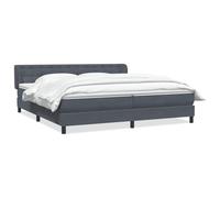 mtlskopl Lit à sommier tapissier - 180 x 210 cm - Gris foncé - Lit double rembourré avec matelas et surmatelas - En velours - Avec tête de lit et oreilles réglables en hauteur - Lit d'hôtel pour