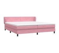 mtlskopl Lit à sommier tapissier, 180 x 210 cm, rose, lit complet en velours avec 2 matelas à ressorts ensachés, surmatelas et tête de lit réglable en hauteur - Lit double confortable pour chambre à