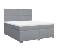 mtlskopl Lit à sommier tapissier 200 x 200 cm - Gris clair - Housse en tissu à ressorts ensachés - Design moderne avec tête de lit réglable en hauteur - Pour chambre à coucher et chambre d'amis