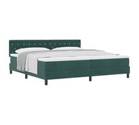 mtlskopl Lit à sommier tapissier, 200 x 200 cm, vert foncé, avec matelas, housse en velours, tête de lit réglable en hauteur et sommier à lattes, design moderne et durable, pour chambre à coucher et