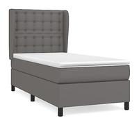 mtlskopl Lit à sommier tapissier 80 x 200 cm en cuir synthétique gris - Lit simple avec matelas et surmatelas - Tête de lit réglable en hauteur - Design moderne - Pour chambre à coucher, chambre