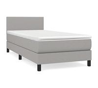 mtlskopl Lit à sommier tapissier, 80 x 200 cm, gris clair, avec matelas et surmatelas, moderne, lit d'appoint, lit simple, solution confortable pour petite chambre, bureau et chambre d'amis