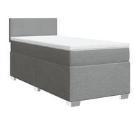 mtlskopl Lit à sommier tapissier, 90 x 190 cm, gris clair, avec matelas et surmatelas, lit simple rembourré en tissu robuste et ressorts ensachés, pour chambre d'adolescent, chambre d'amis et chambre