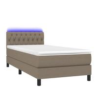 mtlskopl Lit à sommier tapissier, 90 x 200 cm, taupe, avec matelas et LED, design moderne, robuste, lit simple, pour chambre à coucher, chambre d'adolescent
