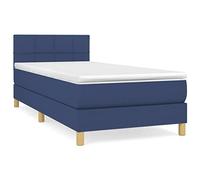 mtlskopl Lit à sommier tapissier avec matelas - 80 x 200 cm - Bleu - Housse en tissu - Ressorts ensachés - Soutien mi-dur - Tête de lit réglable en hauteur - Design moderne pour chambre à coucher