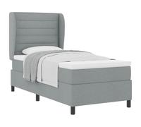mtlskopl Lit à sommier tapissier avec matelas 90 x 200 cm - Gris clair - Lit simple moderne - Tête de lit réglable - Housse en tissu - Matelas complet pour chambre à coucher, chambre d'adolescent et
