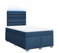 mtlskopl Lit à sommier tapissier avec matelas bleu 120 x 190 cm - Tissu - Design moderne - Tête de lit réglable en hauteur - Ressorts ensachés - Pour chambre d'adolescent, chambre d'amis