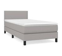 mtlskopl Lit à sommier tapissier avec matelas gris clair 90 x 190 cm - Housse en tissu - Tête de lit réglable en hauteur - Soutien mi-dur - Design moderne - Chambre d'amis, chambre d'adolescent