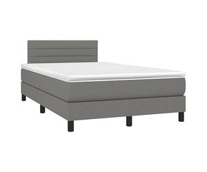 mtlskopl Lit à sommier tapissier avec matelas, gris foncé, 120 x 190 cm, concept global moderne en tissu, noyau à ressorts, lit simple, entièrement réglable en hauteur, pour chambre d'adolescent et