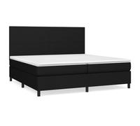 mtlskopl Lit à sommier tapissier avec matelas noir - 200 x 200 cm - Housse en tissu - Tête de lit réglable en hauteur - Ressorts de poche - Soutien mi-dur - Lit double confortable pour chambre à