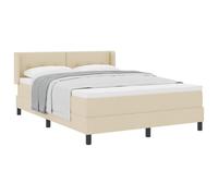 mtlskopl Lit à sommier tapissier crème 200 x 140 cm avec matelas et surmatelas, tête de lit réglable, cadre en bois de pin, design moderne pour chambre à coucher et chambre d'amis