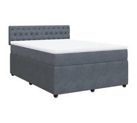 mtlskopl Lit à sommier tapissier en velours, gris foncé, 160 x 200 cm, avec matelas à ressorts ensachés, 20 cm de haut, surmatelas confortable de 5 cm, tête de lit moderne pour chambre à coucher