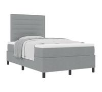 mtlskopl Lit à sommier tapissier gris clair 120 x 190 cm avec matelas et surmatelas - Design moderne - Cadre en bois de pin robuste - Pour chambre d'adolescent, chambre à coucher, chambre d'amis