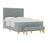 mtlskopl Lit à sommier tapissier gris clair 140 x 190 cm avec matelas, tête de lit et banc confortable - Concept de sommeil moderne pour chambre à coucher, salle d'hôtes, chambre d'adolescent et