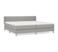 mtlskopl Lit à sommier tapissier - Gris clair - 200 x 200 cm - Avec matelas et surmatelas - Design moderne - Bois de mélèze massif - Tête de lit réglable en hauteur - Soutien mi-dur - Tissu respirant