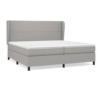 mtlskopl Lit à sommier tapissier - Gris clair - 200 x 200 cm - Avec matelas et surmatelas - Design moderne - En bois de mélèze massif - Tête de lit réglable en hauteur - Soutien mi-dur pour chambre à