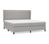 mtlskopl Lit à sommier tapissier - Gris clair - 200 x 200 cm - Avec matelas et surmatelas - Design moderne - En bois de mélèze massif - Tête de lit réglable en hauteur - Soutien mi-dur pour chambre à