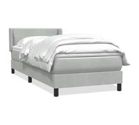 mtlskopl Lit à sommier tapissier, gris clair, 80 x 210 cm, housse en velours, matelas à lattes, cadre de lit moderne, pour chambre d'adolescent, chambre d'amis et petites pièces