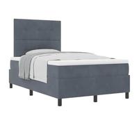 mtlskopl Lit à sommier tapissier gris foncé 120 x 190 cm avec matelas et surmatelas en pin + tête de lit en bois de pin à 2 hauteurs - Design moderne robuste et durable - Pour chambre à coucher