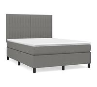 mtlskopl Lit à sommier tapissier, gris foncé, 140 x 190 cm, avec matelas et surmatelas, design moderne, tissu résistant, tête de lit réglable en hauteur, pour chambre à coucher, chambre d'amis