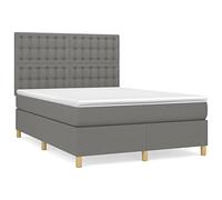 mtlskopl Lit à sommier tapissier gris foncé 140 x 200 cm avec matelas et surmatelas - Design moderne - Tête de lit réglable en hauteur - Cadre rembourré robuste pour chambre à coucher, chambre d'amis