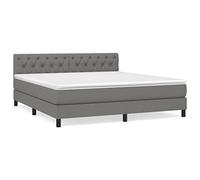 mtlskopl Lit à sommier tapissier gris foncé 160 x 200 cm avec tête réglable en polyester respirant lit double compact pour chambre à coucher et chambre d'amis