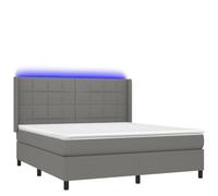 mtlskopl Lit à sommier tapissier, gris foncé, 180 x 200 cm, avec matelas, éclairage LED, design moderne, lit en tissu robuste, pour chambre à coucher, chambre d'amis, chambre d'adolescent