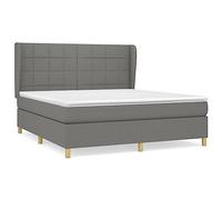 mtlskopl Lit à sommier tapissier gris foncé 180 x 200 cm avec matelas et surmatelas en bois de mélèze massif - Tête de lit réglable en hauteur - Soutien mi-dur - Canapé lit moderne design