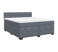 mtlskopl Lit à sommier tapissier, gris foncé, 180 x 200 cm, housse en velours, ressorts ensachés, avec tête de lit et surmatelas, design moderne, pour chambre à coucher, chambre d'amis, chambre