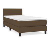 mtlskopl Lit à sommier tapissier marron foncé 100 x 200 cm avec matelas et surmatelas - Lit en tissu moderne - Tête de lit réglable - Soutien moyennement ferme - Pour chambre à coucher, chambre