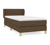 mtlskopl Lit à sommier tapissier - Marron foncé - 80 x 200 cm - Avec matelas et surmatelas - Housse en tissu - En bois de mélèze massif - Tête de lit réglable en hauteur - Système de couchage simple