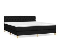 mtlskopl Lit à sommier tapissier - Noir - 160 x 200 cm - Kit complet avec matelas et surmatelas - Tête de lit réglable en hauteur - Design moderne - Pour chambre à coucher, chambre d'amis
