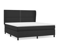 mtlskopl Lit à sommier tapissier noir 180 x 200 cm en cuir synthétique avec matelas à ressorts ensachés et surmatelas - Tête de lit réglable en hauteur - Design moderne pour chambre à coucher, chambre