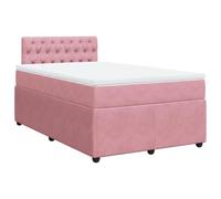 mtlskopl Lit à sommier tapissier, rose, 120 x 190 cm, matelas et surmatelas, en velours, design moderne et confortable, pour chambre d'adolescent, chambre d'amis et chambre à coucher