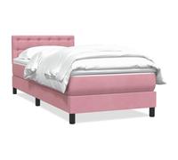 mtlskopl Lit à sommier tapissier, rose, 90 x 220 cm, avec housse en velours, avec matelas et surmatelas, pour adolescentes, filles ou chambres d'amis, design moderne et soutien confortable