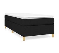 mtlskopl Lit à sommier tapissier simple, 90 x 200 cm, en tissu noir, ressorts ensachés, matelas mi-dur et surmatelas, design moderne, pour chambre d'adolescent, chambre d'amis, chambre à coucher
