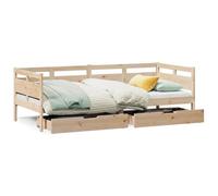 mtlskopl Lit d'appoint 2 en 1 extensible 90 x 190 cm en pin avec 2 tiroirs Lit de jour, canapé, cadre de lit rustique moderne pour salon et chambre à coucher