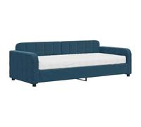 mtlskopl Lit de jour, avec matelas, 90 x 200 cm, en velours bleu, avec cadre en bois et métal, design moderne et solution peu encombrante comme lit d'invités, pour salon, chambre d'adolescent ou