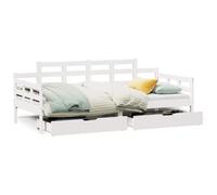 mtlskopl Lit de jour en pin massif 90 x 200 cm blanc avec 2 tiroirs pliable comme canapé-lit ou lit d'invité pour salon, chambre à coucher, chambre d'adolescent