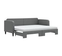 mtlskopl Lit de jour, extensible, 2 en 1, en tissu gris foncé, avec 2 matelas en mousse de 80 x 200 cm, canapé-lit pour salon, chambre d'amis, chambre d'adolescent
