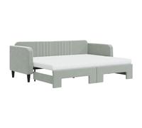 mtlskopl Lit de jour, extensible, 80 x 200 cm, en velours, gris clair, avec 2 matelas, 2 en 1, cadre de lit moderne, pour salon, chambre d'amis, bureau à domicile