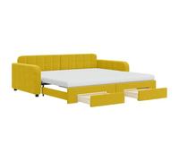 mtlskopl Lit de jour, extensible, jaune, 100 x 200 cm, en velours, avec espace de rangement et 2 matelas en mousse, design moderne, robuste et peu encombrant, pour salon, chambre d'amis, chambre