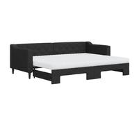mtlskopl Lit de jour, noir, 80 x 200 cm, extensible, avec 2 matelas, structure en bois et métal, lit d'invité