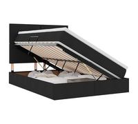 mtlskopl Lit de rangement, 140 x 190 cm, noir, avec éclairage LED RVB et élévateur hydraulique, cadre en métal moderne pour chambre à coucher, chambre d'adolescent et chambre d'amis